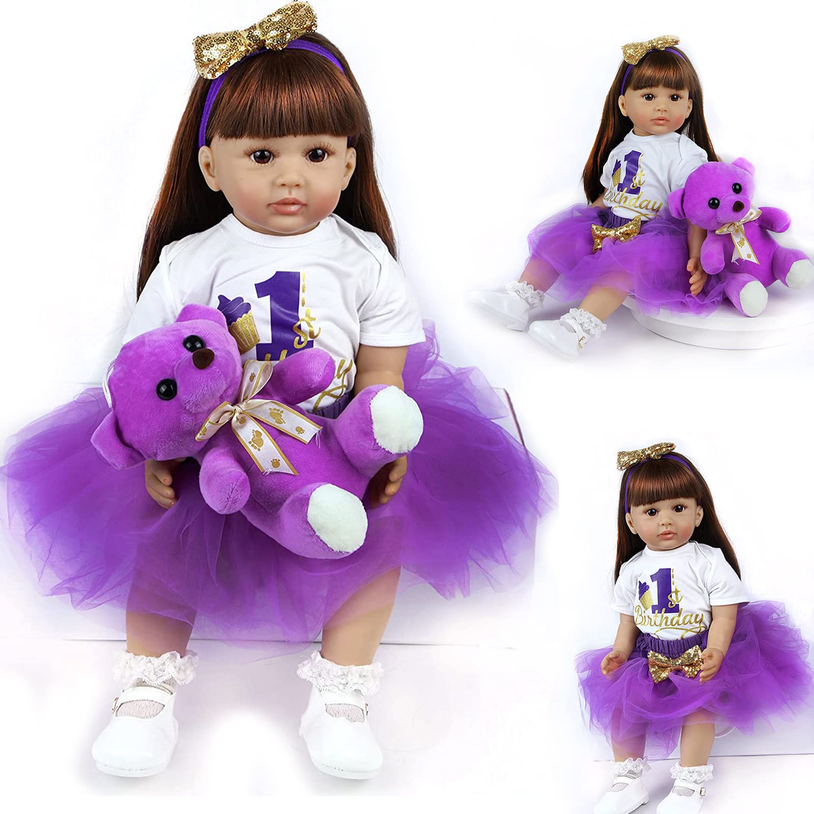 ZIYIUI Lifelike Reborn Baby Dolls Girls 24 inch 60cm Real Life Baby Dolls Handmade Soft Silicone Vinyl Realistic Reborn Toddler Dolls Toy Birthday Gift Reborn Babies