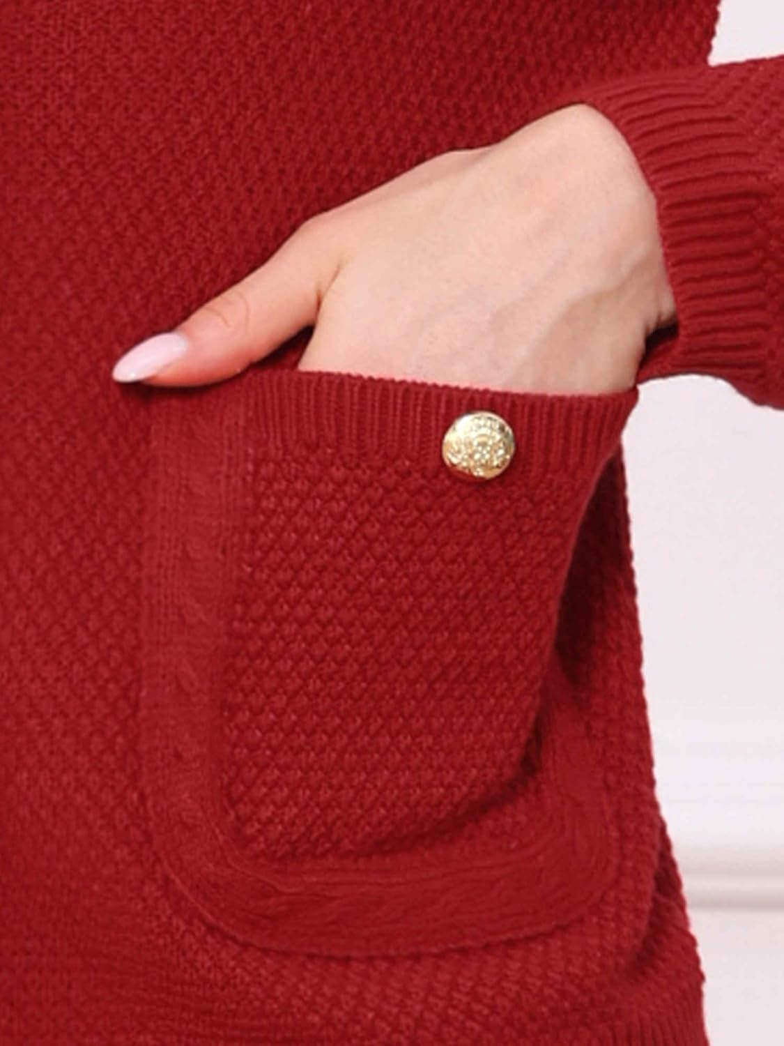 Allegra K Cardigan Sweaters for Women 2025 Fall Collarless Button Up Dressy Chunky Knit Cardigans - Image 5