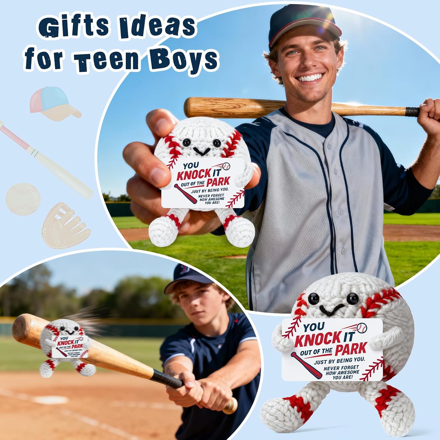 Funny Baseball Gifts for Boys Men, Cool Baseball Balls Accessories Stuff Things, Christmas Ornaments Stocking Stuffers for Players Coach Lovers, Stuffed Plush Decor Birthday Decorations Party Favors