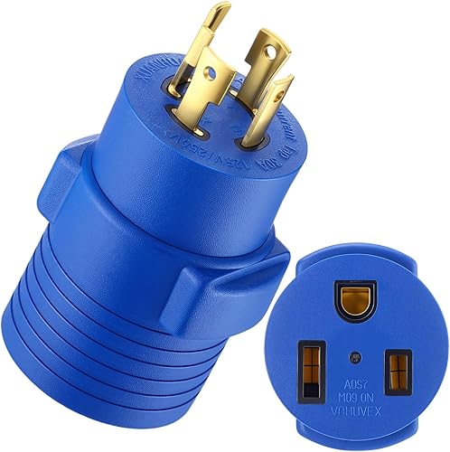 Miniatura 8 de Kanayu NEMA L14-30P a 14-50R - Adaptador de generador RV de 30 amperios a 50 amperios, generador de bloqueo giratorio, enchufe macho de 4 clavijas a