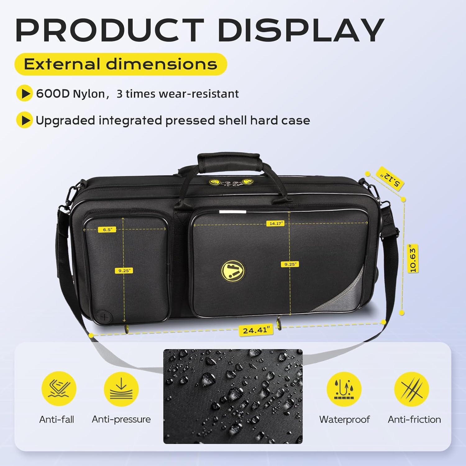 Sax Cases, Lightweight Alto Sax Case for Eb Alto Saxophone; (IF-ALTOSAX-SQUARE03)