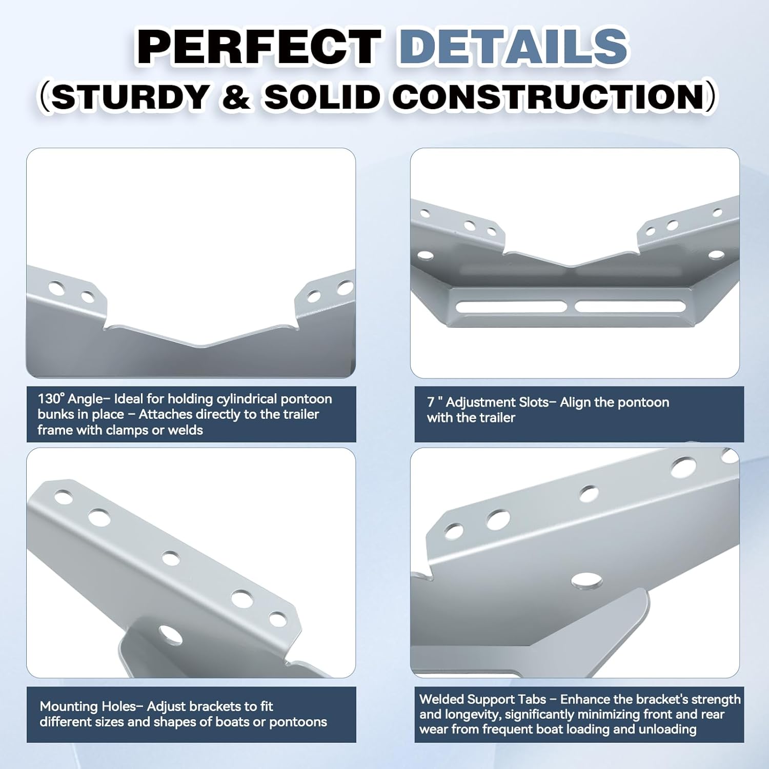 Boat Trailer bunk Brackets,Heavy-Duty Steel Pontoon Trailer V Wing Brackets Fits for Various Board Widths-8Pack