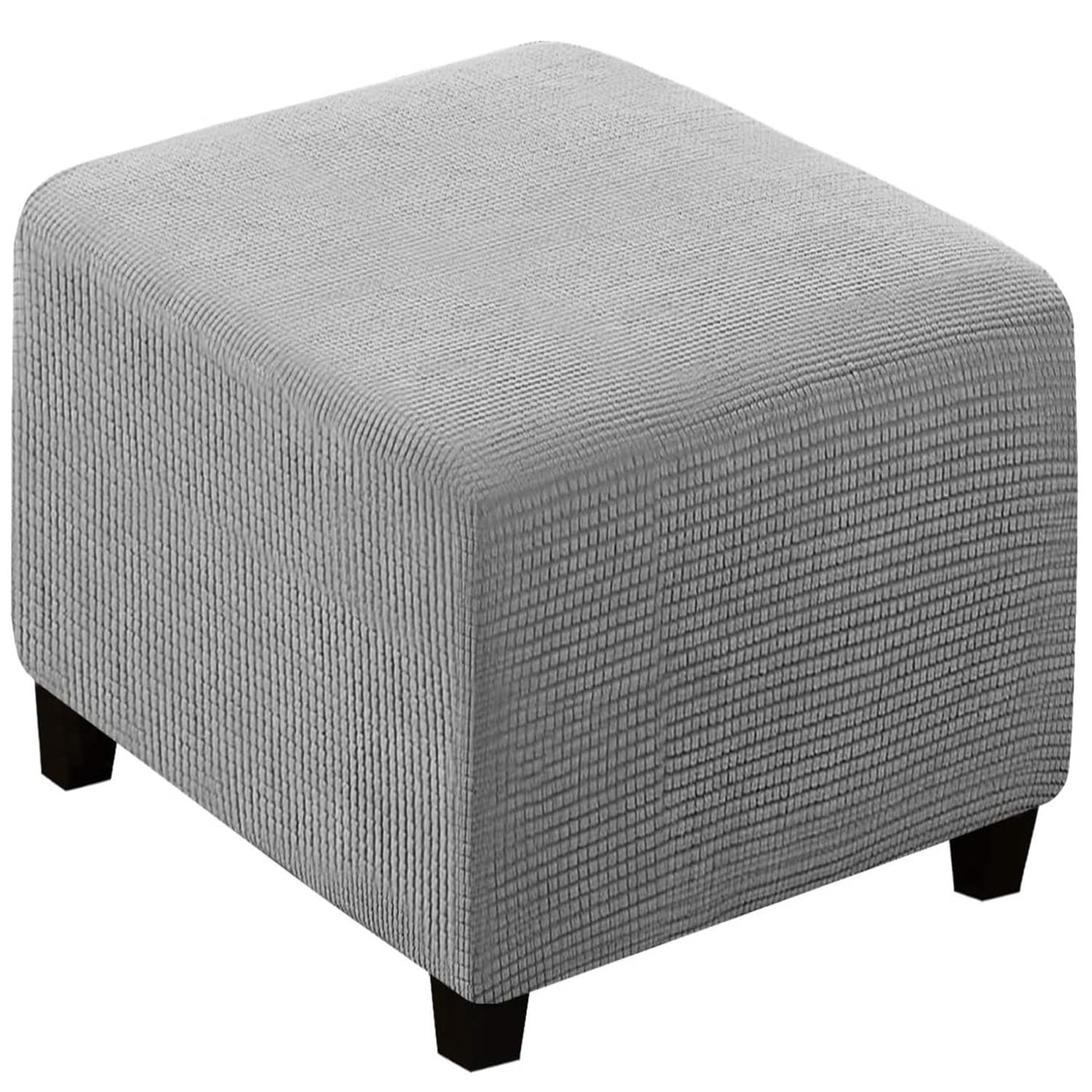 Ottoman Cover Square 40x40/45x45/50x50cm Stretch Velvet Jacquard Cube Storage Ottoman Slipcover Footrest Foot Stool Cover Footstool Slipcovers Anti-Slip Furniture Protector ( Color : #8 , Size : 45x45