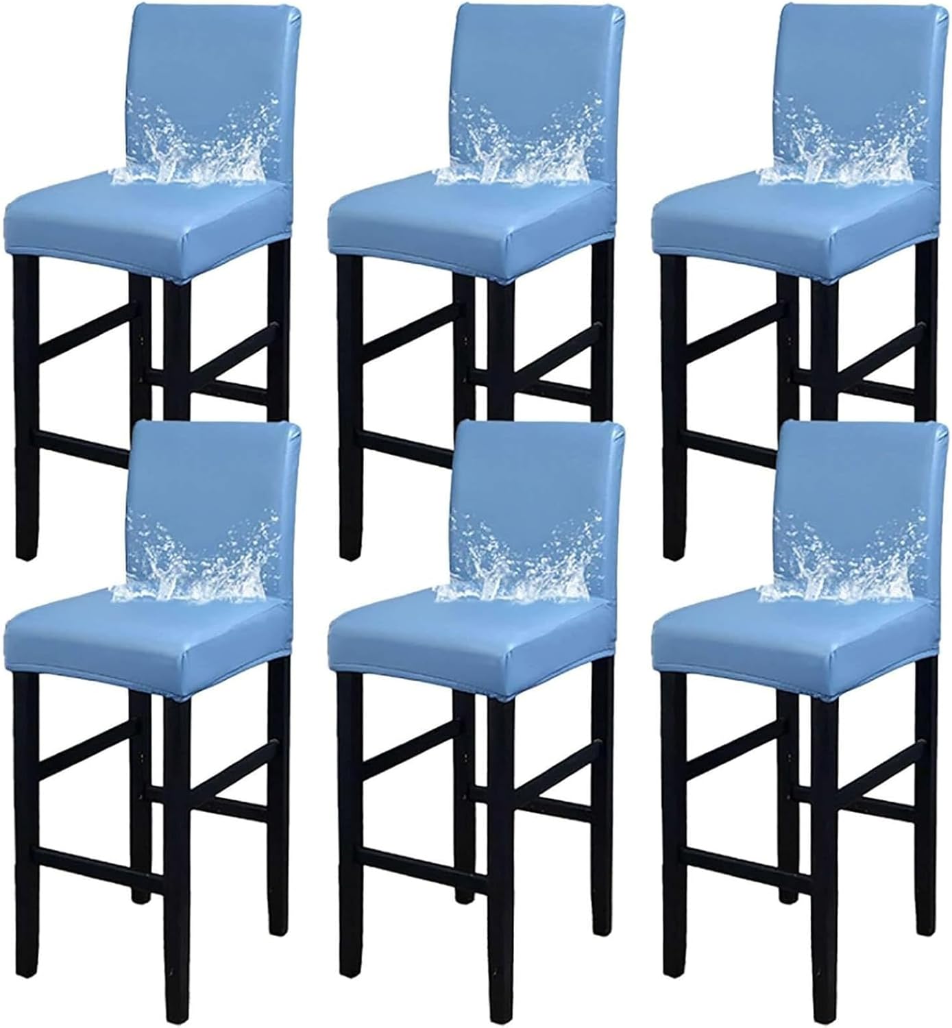 PU Leather Bar Stool Covers with Backs, Stretch Waterproof Bar Stool Chair Covers Washable & Wipeable Chair Protctor for Pub, Counter, Cafe, Dining Room,E,4pack