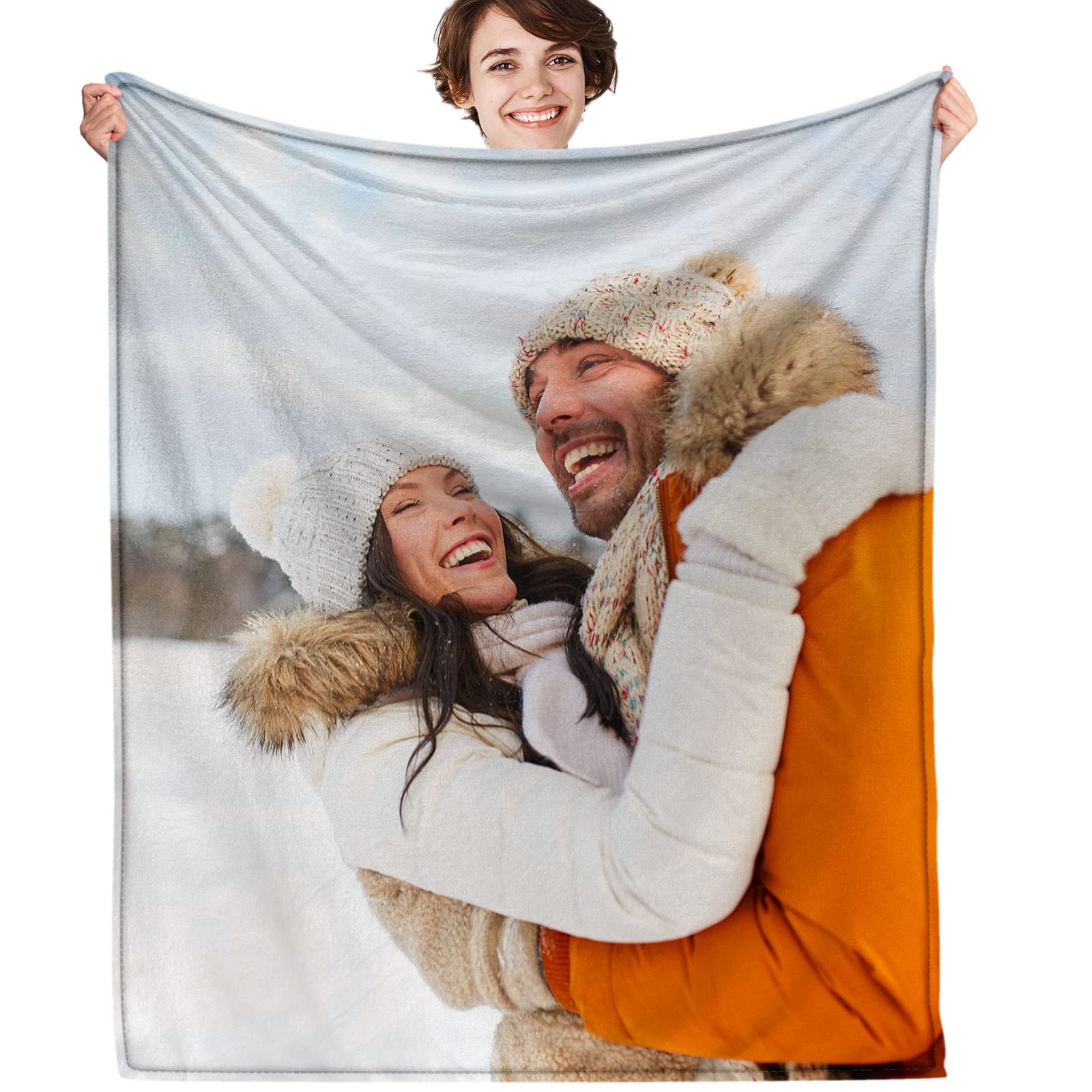 Custom Blanket With Photos Text Personalized Flannel Throw Blanket  Customized Picture Blankets for Kids Adult Mother Father Friends Lovers Pets