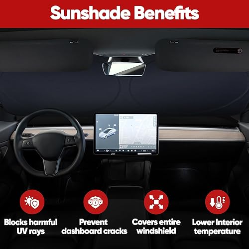 Miniatura 5 de Parasol para parabrisas con escudo protector del calor, bloquea los rayos ultravioletas, y mantiene el interior del vehículo fresco y protegid