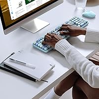 Vista 6 de MOFII Combo de teclado y mouse inalámbricos 2.4 Ghz, no pierden el enlace, estilo retro, teclas redondas, compatible con PC de escritorio y laptop