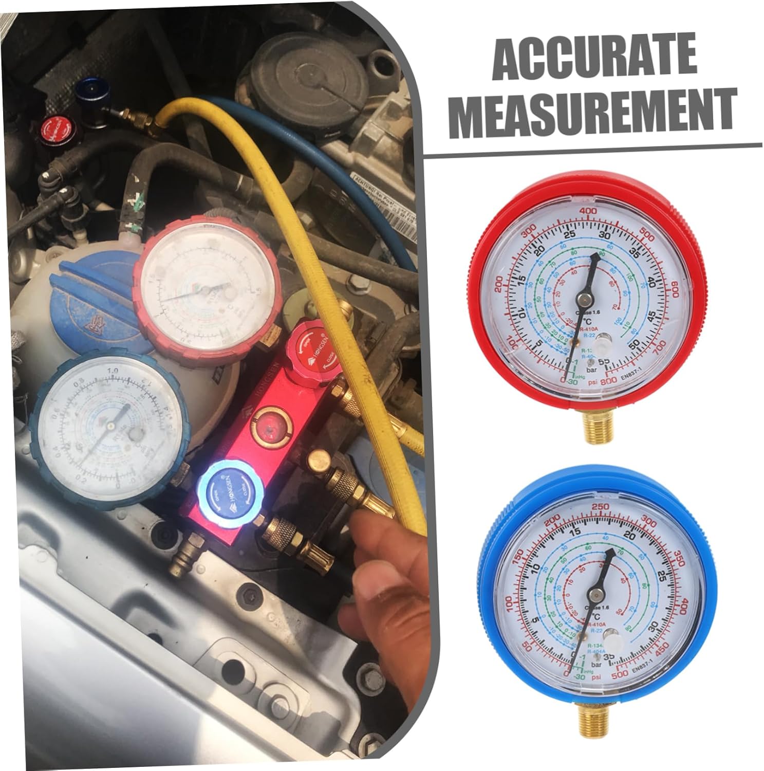 GLEAVI 2pairs Pressure Gauge for Car Air Accurate Refill and Charging Gauge Easy to Read Automotive Repair Tool