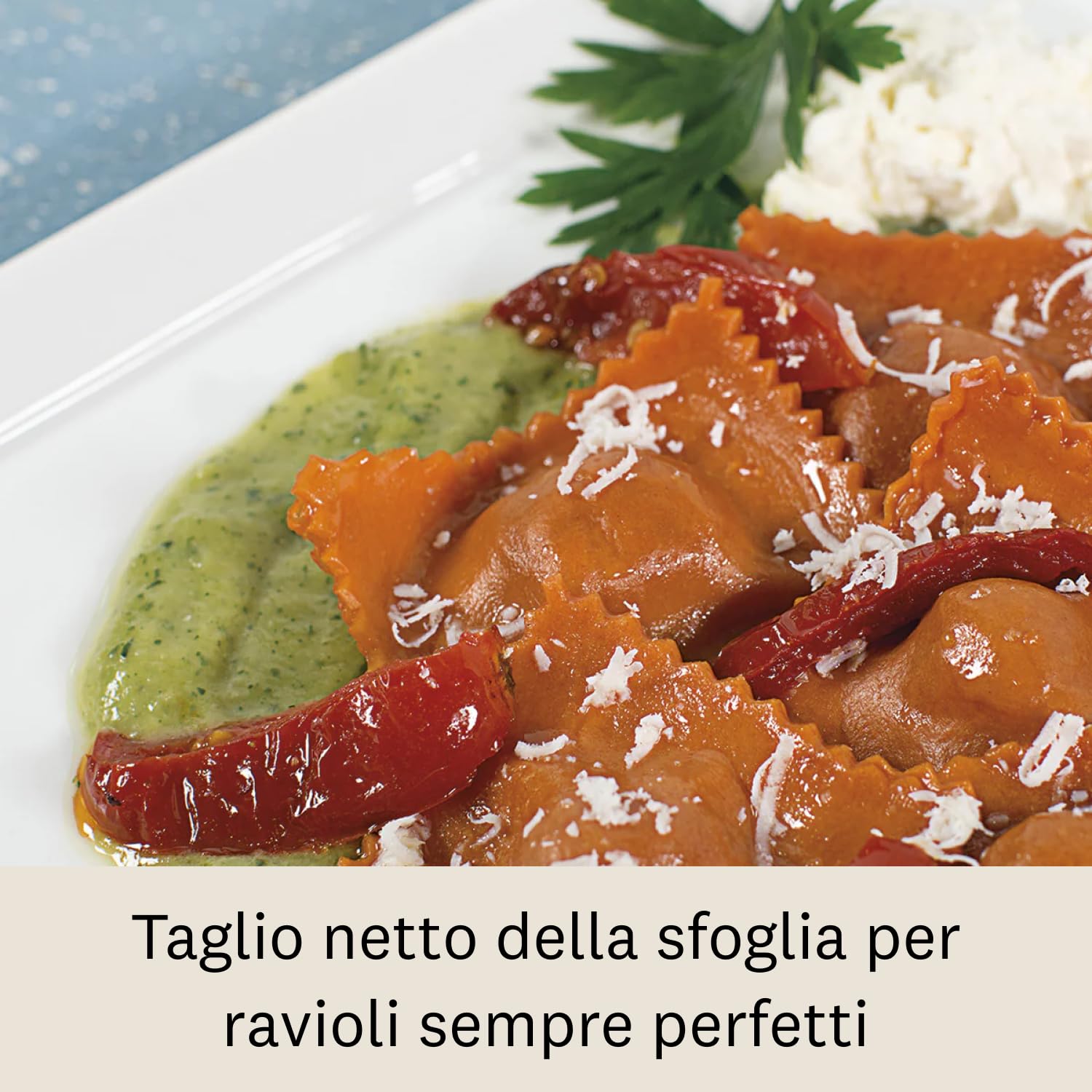 Marcato Ravioli Tablet, Stampo per Ravioli Forme per Ravioli, Powder Rosso, Alluminio Anodizzato, Mattarello Incluso, 20x10x2 cm, Preparazione Facile, Design Elegante