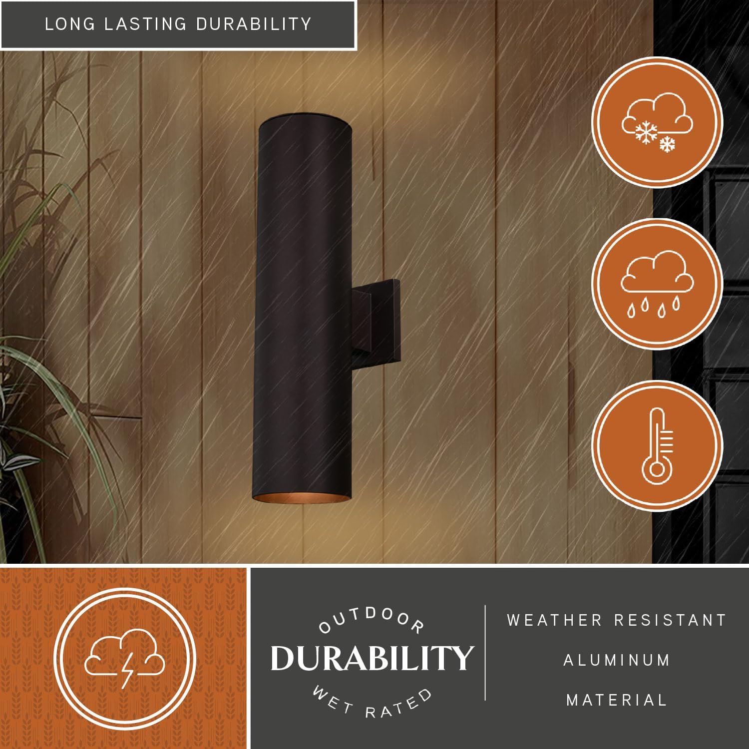 VAXCEL Chiasso 20 in. H 2-Light Deep Bronze Outdoor Wall Sconce Made of Rust-Resistant Aluminum, Metal Shade, Up-Down Wall Wash, LED Compatible, Use for Exterior Porch Patio Front Door or Garage