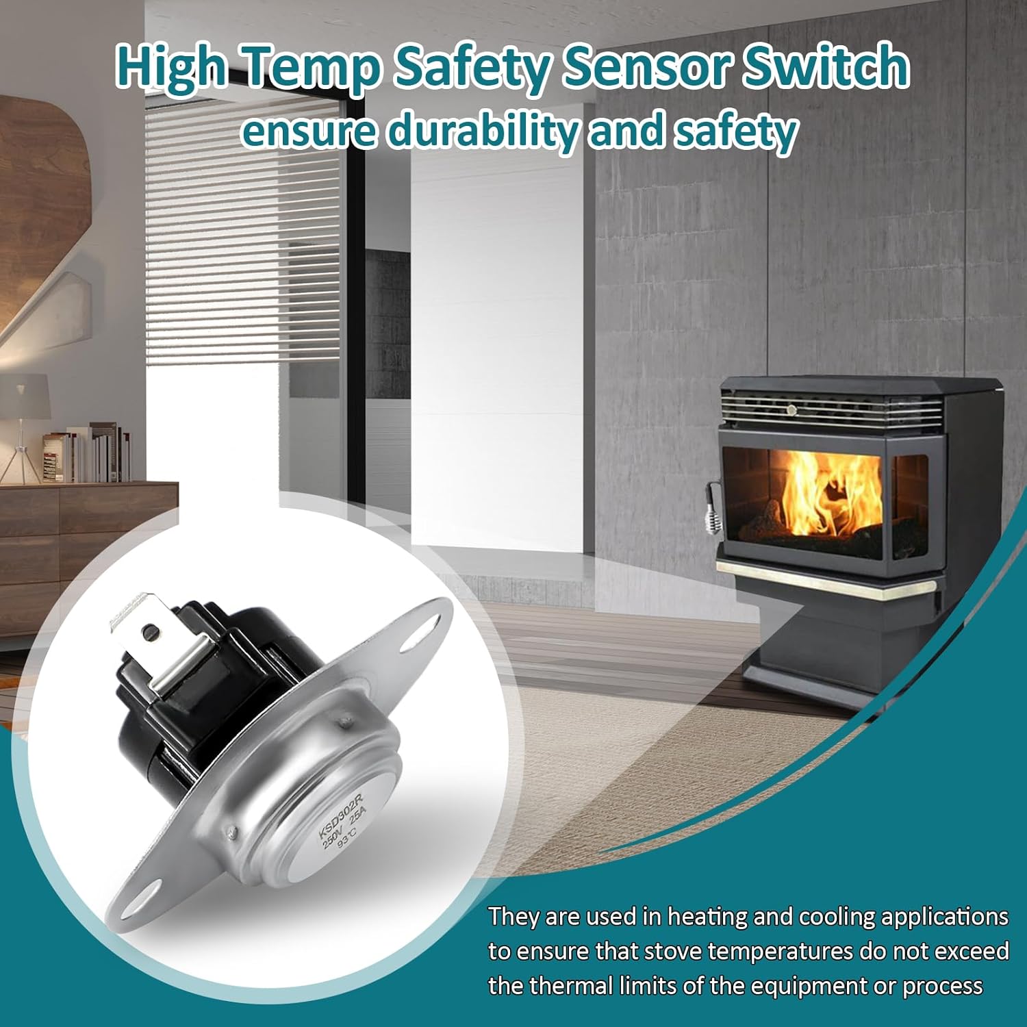Hiorucet 80601 High Temp Limit Switch Manual Reset for Vogelzang VG5790, VG5770, US & USSC Stove Bay Front 5660, 5660E, 5560, Ashley AP5660, AP5710, AP5660L, AP5660PE, AP5770 Pellet Stove