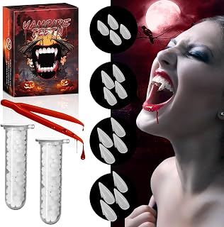 Vampire Teeth Fangs - 8 Pairs 4 Sizes Vampire Fangs for Kids Boys Girls Adults - Fake Teeth for Werewolf Cosplay Halloween Accessories Party Favors