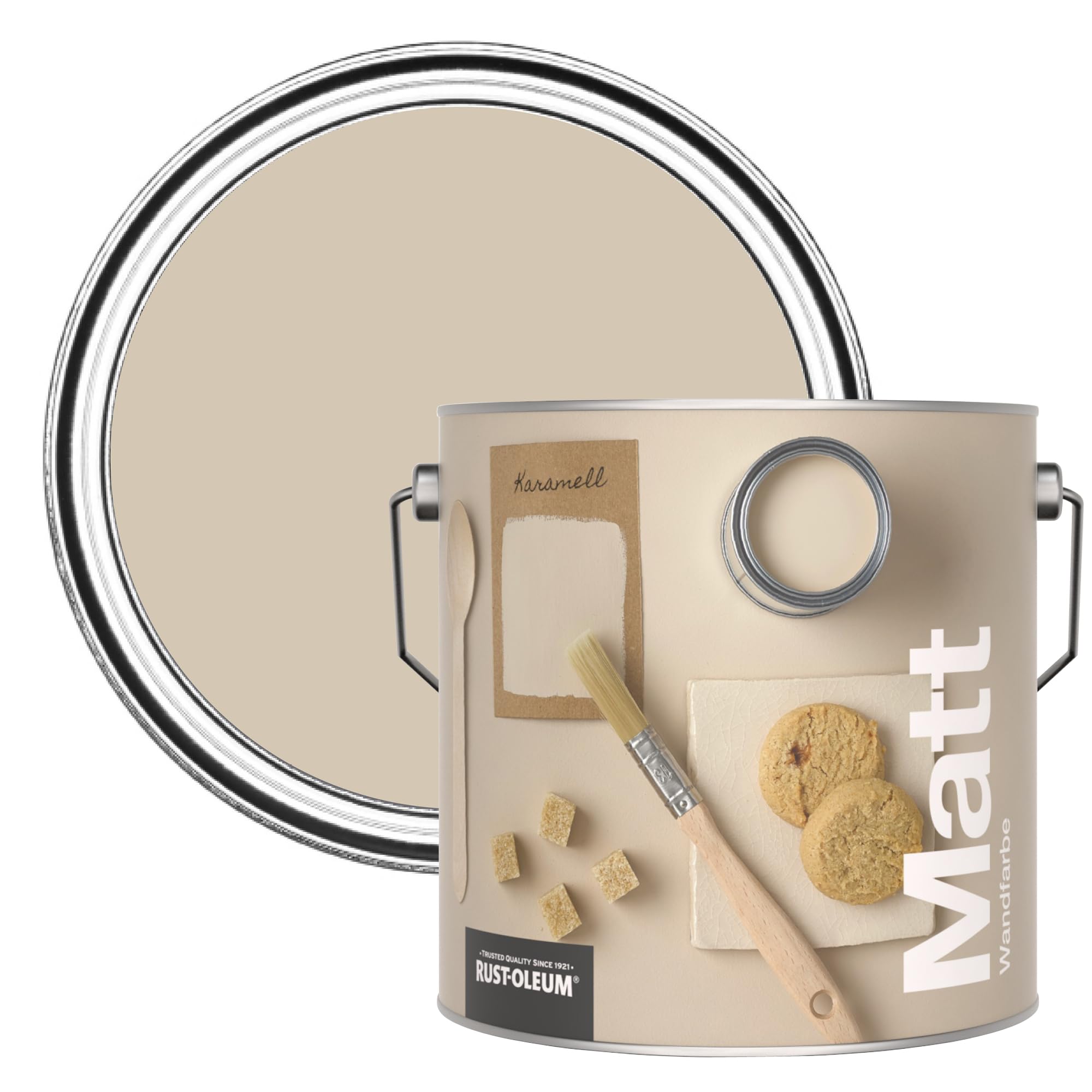 Rust-Oleum ultra strapazierfähige, extra deckende, abwaschbare, beige matte Wandfarbe - Karamell 2,5 Litres