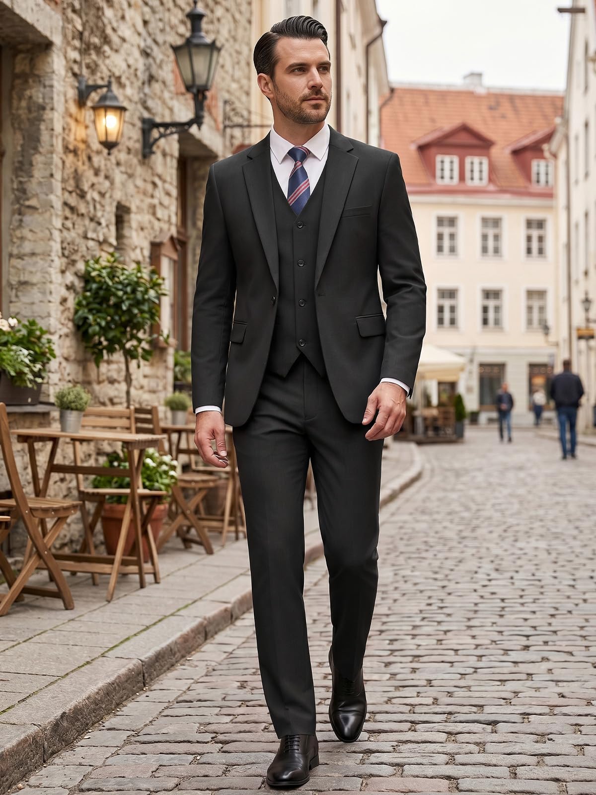 Garnitury męskie 3-częściowe slim fit jednorzędowy 1 guzik marynarka kamizelka spodnie biznesowe formalna suknia ślubna garnitur