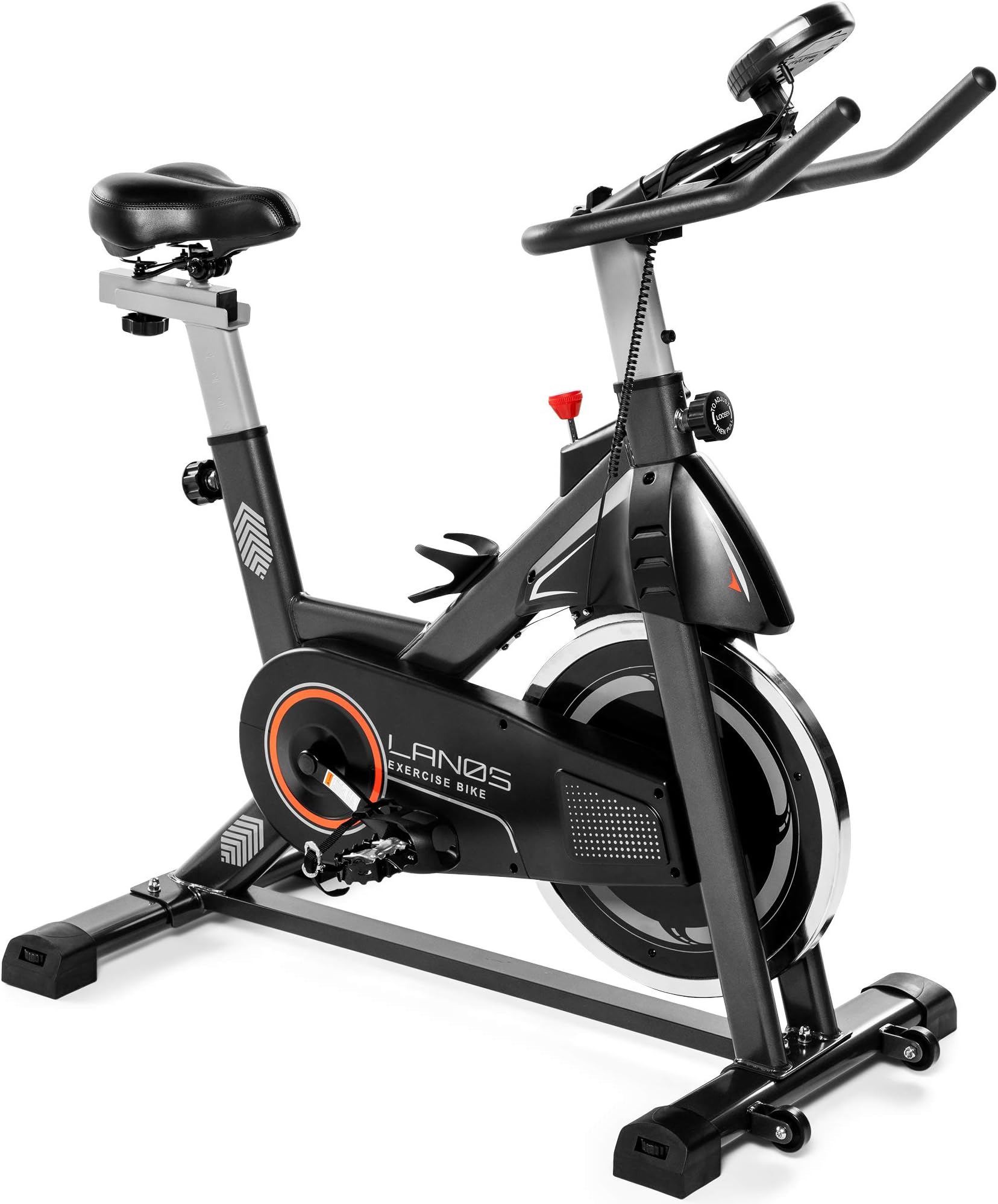 Lanos Exercise Bike, Stationary Bike for Indoor Cycling | The Perfect Exercise Bikes for Home Gym | Indoor Exercise Bike for Men and Women | Stationary Bike | Comfortable Seat Cushion, Silent Belt Drive, iPad Holder