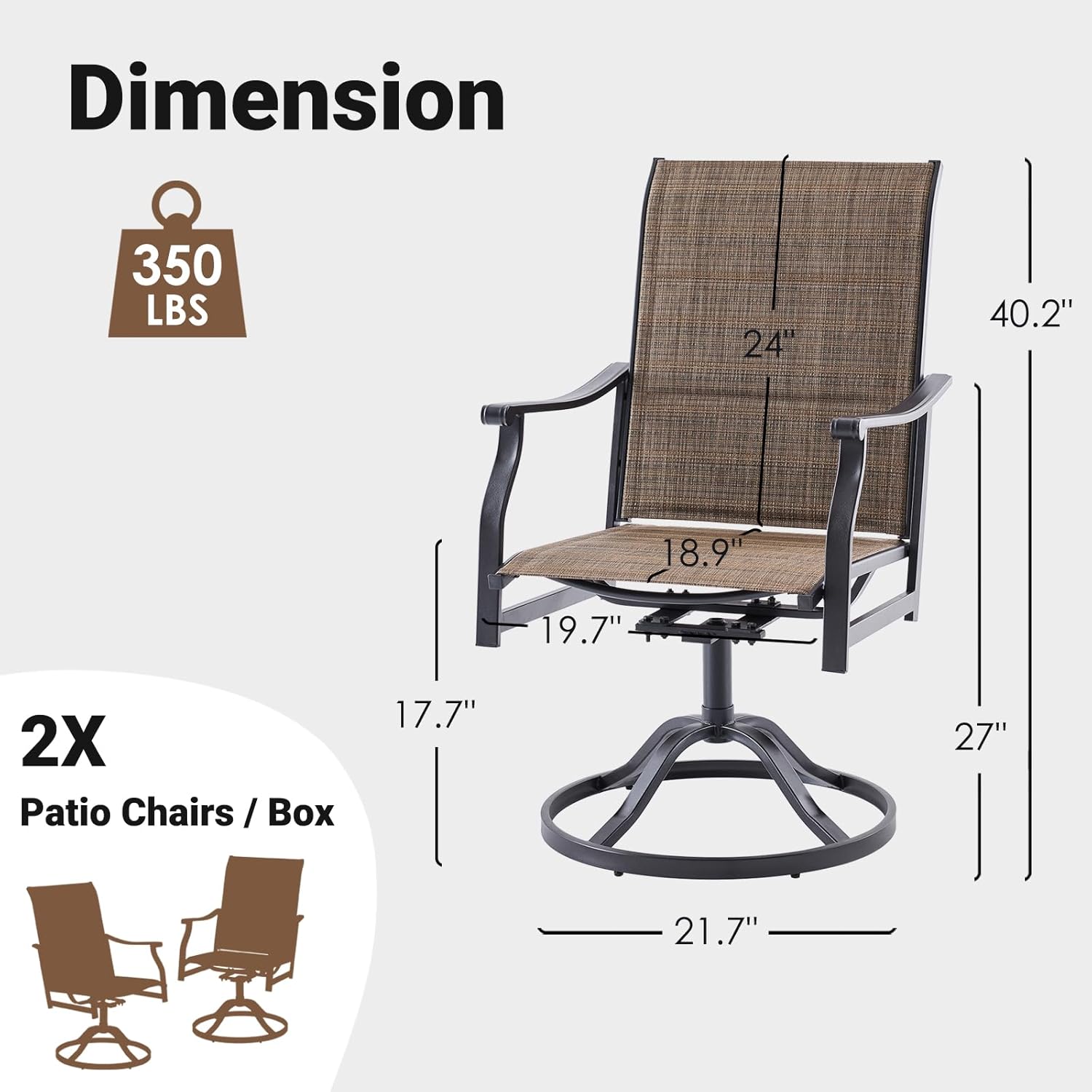 Soohow Swivel Outdoor Dining Chairs Set of 6, Patio Swivel Dining Chair with Textilene Fabric, Outdoor Metal Armchair All Weather Resistant, Ergonomic Comfort, Perfect for Patio, Backyard, Balcony