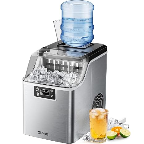 Silonn Countertop Ice Maker, 45lbs Per Day, 24Pcs Ice Cubes in 13 Min & Affresh Washing Machine Cleaner, 6 Month Supply, Cleans Front Load and Top Load Washers, Including HE