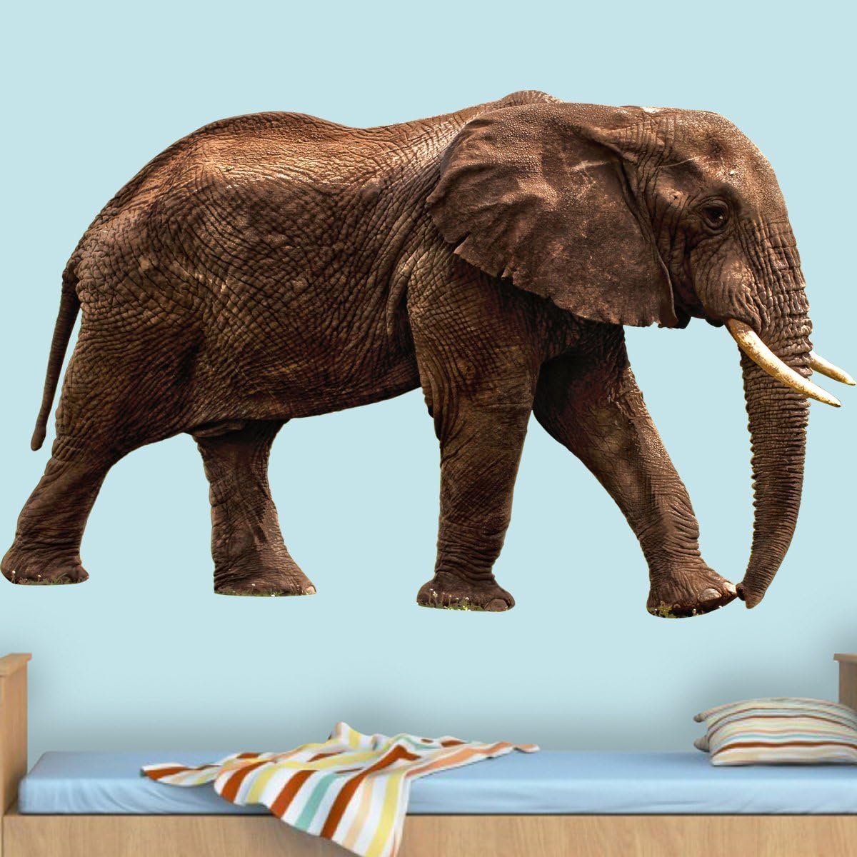 Large African Elephant Vinyl Wall Decal - Safari Elephant Wall Sticker, Big Wall Decor VWAQ-PAS13 (28" H X 45" W)