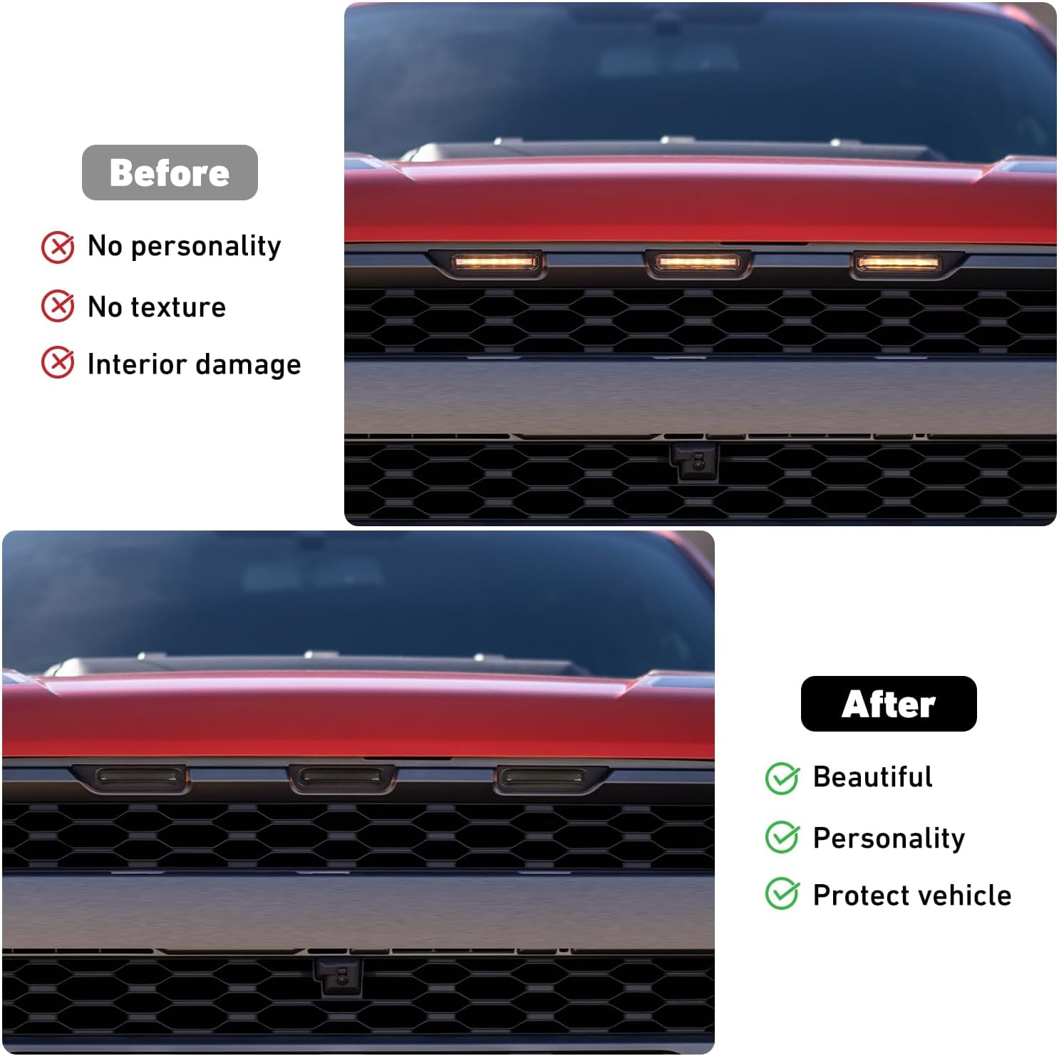Linskip Front Grille Light Covers Compatible with Ford F150 Raptor 2021-2025, Grille Lamp Guard, Exterior Accessories(Dark Smoke)
