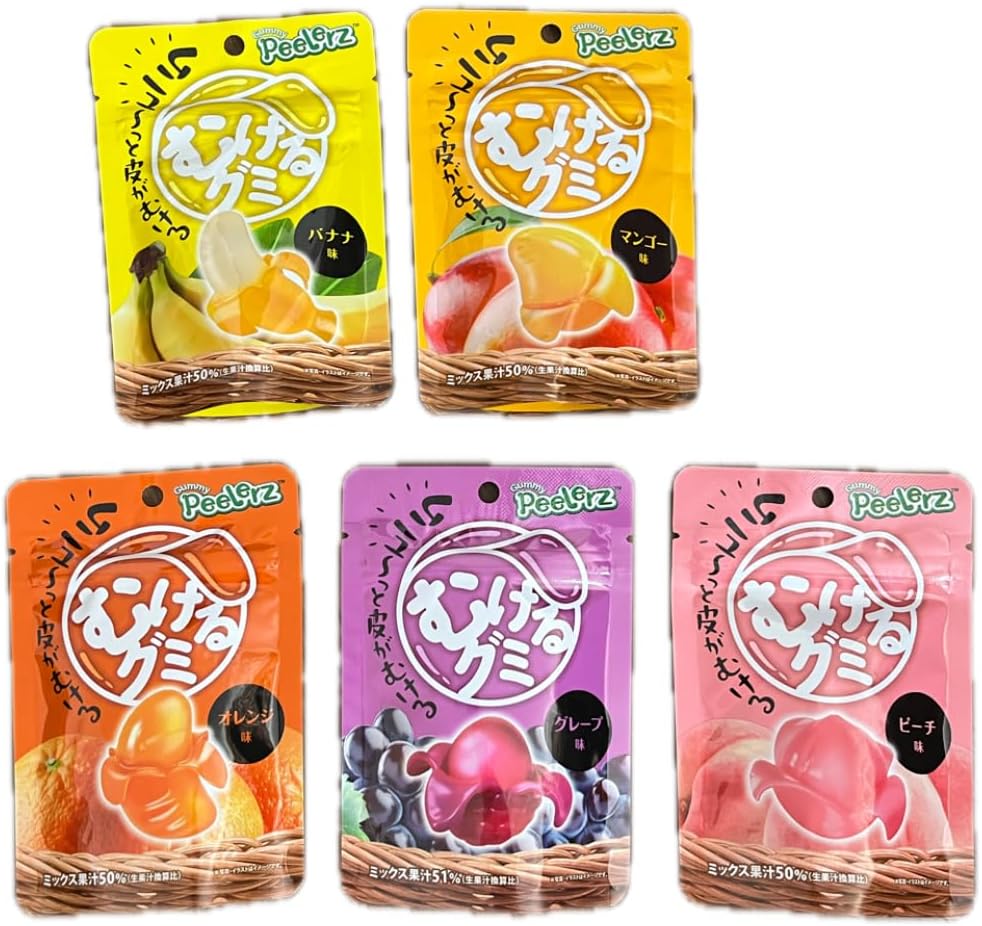 Amazon | 【アソート】むけるグミ むきグミ 新食感 ムニューっと皮がむける 3Dグミ ぶどう みかん いちご パイナップル バナナ ...