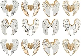 Christmas Tree Decoration Angel Wings Ornaments Hanging Wooden Christmas Angel Wings Ornaments for Xmas Tree Winter New Year Party Supplies (Khaki, 12Pcs)