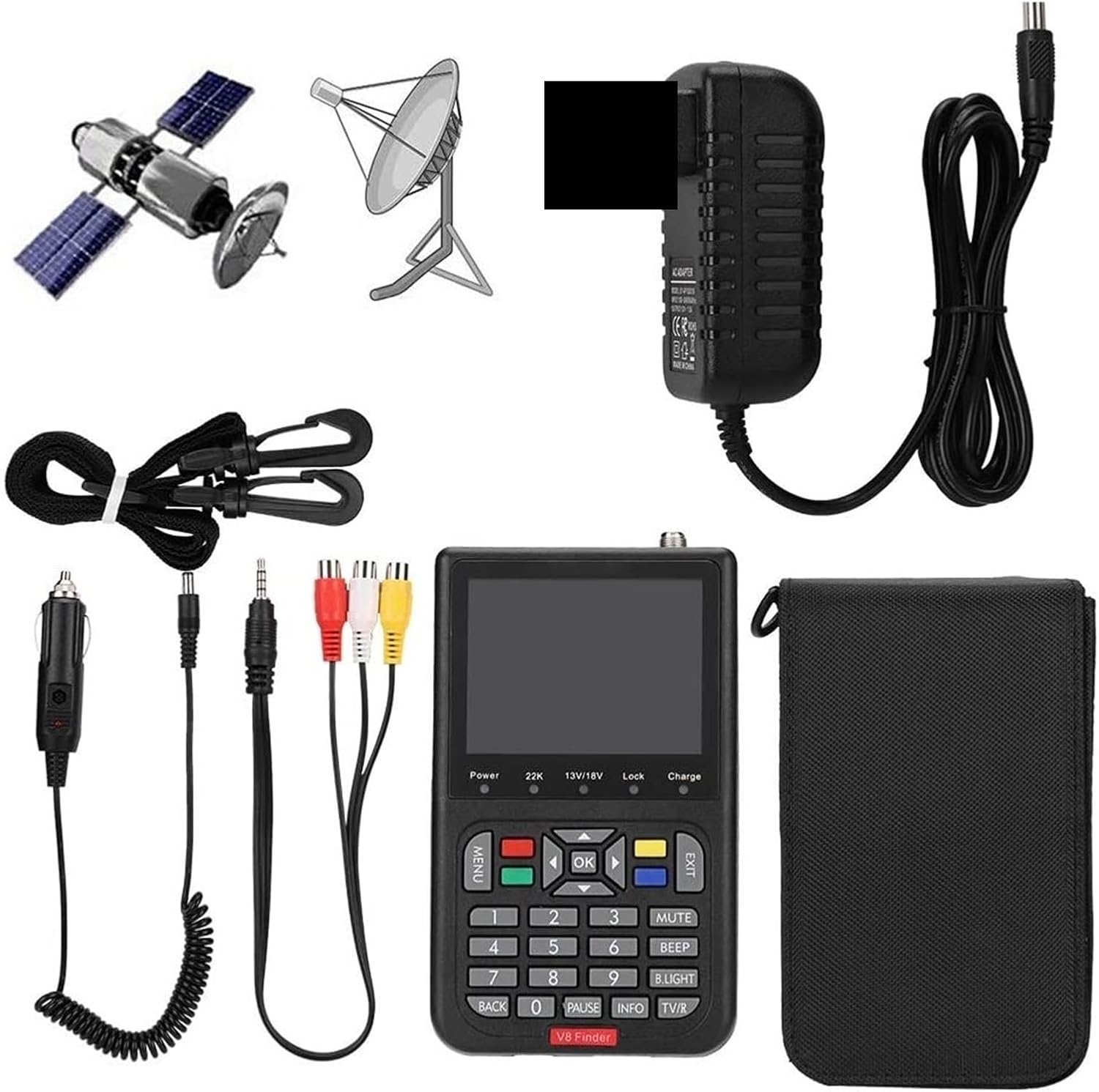 Satellite Signal Finder Meter, Version V8 Finder 2 Finder2 Meter Satellite Signal SatFinder DVB-S2X/S2/S H.264 Vs WS6933 Vf6800 for Adjusting Sat Dish