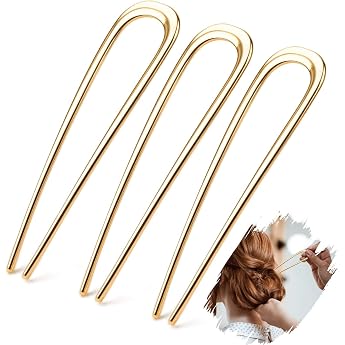 Mbsomnus Pack of 3 French Hair Pins Metal 14 cm French Hair Pin Gold