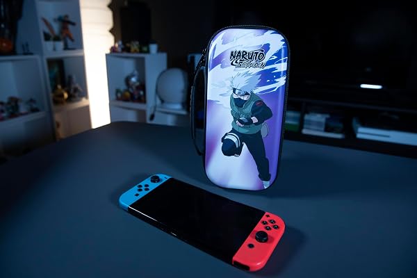 Konix Naruto Shippuden Schutz- und Tragetasche für Nintendo Switch, Switch Lite und Switch OLED - Platz für 8 Spiele - Motiv Kakashi Chidori - 5