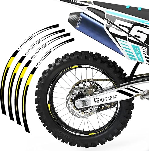 Miniatura 10 de KETABAO MX - Cinta adhesiva para llantas de bicicleta R02 (21 18 pulgadas), compatible con YZ125X YZ250X YZ250FX YZ450FX 20 (rojo)