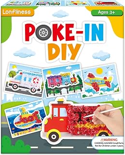 Lonfliness 8Pcs Transportation Poke in Craft Kits for Kids Mess Free DiyArt | Fine Motor Skills, Screen-Free Travel Activity, Preschool Learning, Vehicles, Classroom Projects, Birthday Gifts, Ages 4-8