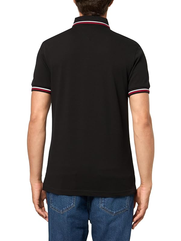 Tommy Hilfiger Men's Tipped Slim Short Sleeve Polo,Black X-Large by Tommy Hilfiger - Image 2