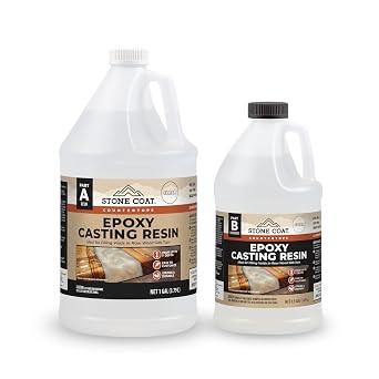 Stone Coat Countertops Casting Resin Kit 1.5 Gal 1 Gal Part A + 0.5 Gal Part B For Deep Pour Epoxy Projects Such as Coffee, Wood River Tables, Other DIY Crafts, Filling Large Voids Up to 1" Pour