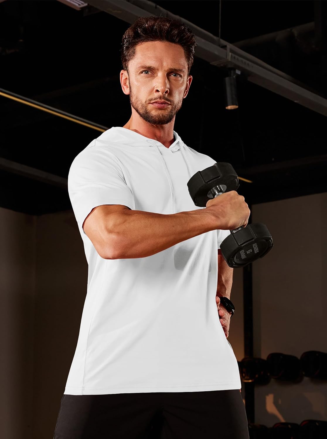 EKLENTSON Mens Short Sleeve Hoodies Workout Muscle Gym Hooded T-Shirts Cotton Athletic Lightweight Sweatshirt Pullover - Image 4