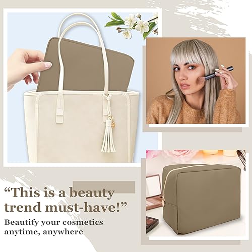 Miniatura 6 de izuzta Nylon Lager Pequeño Slim Mini Maquillaje Bolsa Organizador, Caqui, Viajes