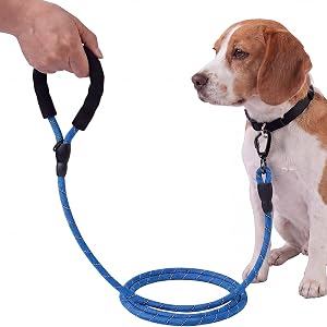 6.56 FT Strong Heavy Duty Dog Leash with Padded Handle 360-Degree Rotating Metal Buckle Without Tangles,Heavy Duty Rope with Reflective Threads,Suitable for Small,Medium and Large Dogs (Dark Blue)
