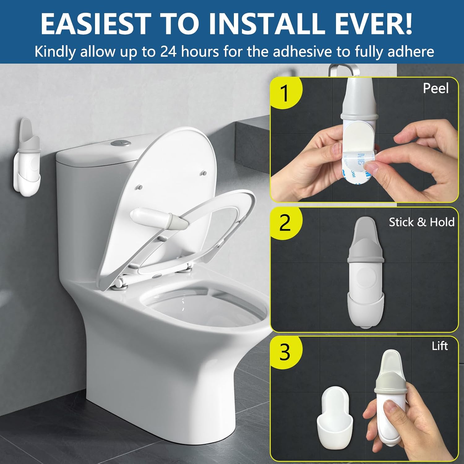 Toilet Seat Lifter Handle, [Innovative Structure] Toilet Lid Cover Lifter, Bathroom Restroom Gadgets Accessories for Home Hotel Office, Avoid Touching（Grey,2Pack)