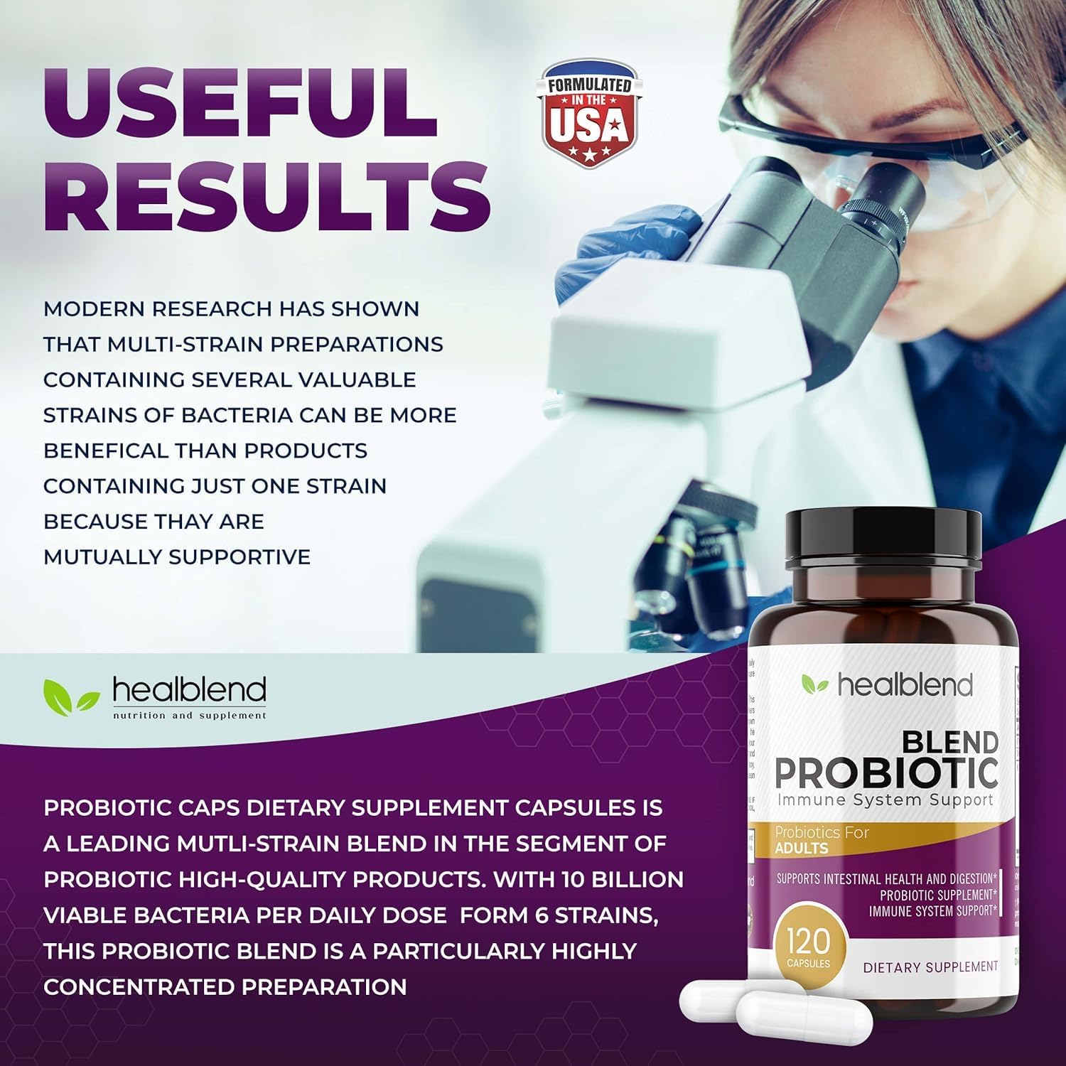Probiotic Caps Dietary Supplement Capsules, Probiotic for Women and for Men Digestive Health, Immune System Support, Non-GMO, Gluten-Free, 120 Veg Caps (2)