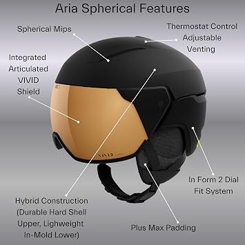 Giro Aria Spherical MIPS Ski Helmet - Snowboarding Helmet for Women with Seamlessly Integrated Shield/Visor