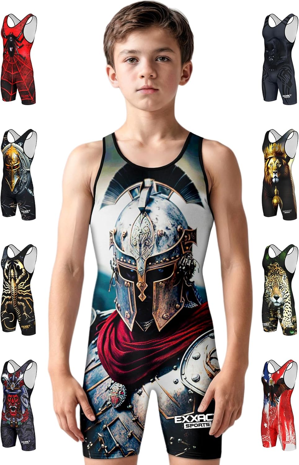 Exxact Sports Sublimated Adult & Youth Wrestling Singlet - Premium Powerlifting Singlet for Men & Boys, Unisex Singlets