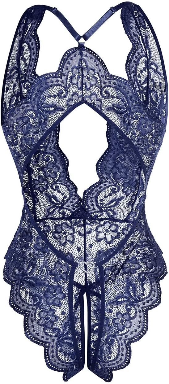 Women's Sexy Lingerie One Piece Women Deep V Teddy Floral Lace Bodysuit Babydoll - Image 2