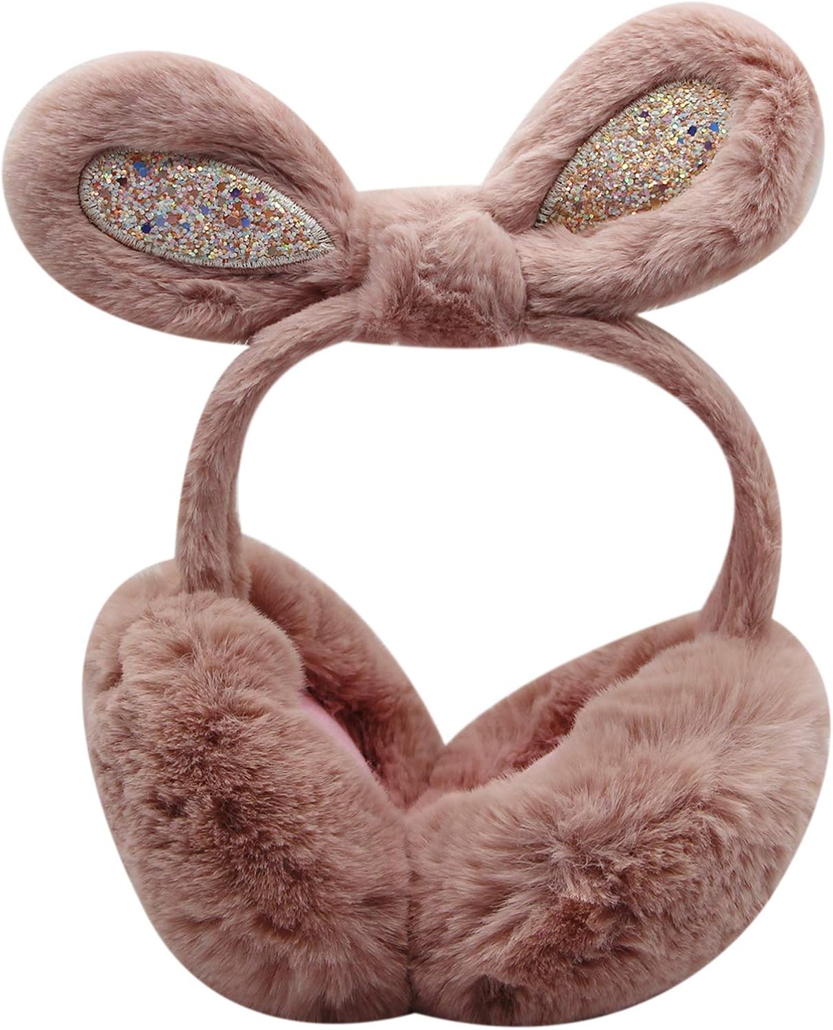 Cute Animal Earmuffs Girls Women Winter Warm Ear Covers Foldable Fur Headband Earwarmer with Sequins Cat Ears: Clothing, Shoes & Jewelry