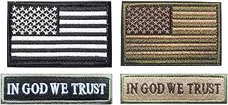 Antrix 4 Pieces Tactical USA American Flag and in God We Trust Military Hook and Loop Patches for Backpack Vests Hat Caps Pouch Uniform Dog Harness Vest