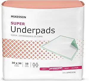 McKesson Super Underpads, Incontinence Bed Pads, Moderate Absorbency, 30 in x 36 in, 100 Count
