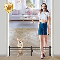 Vista 16 de Malier Puerta de Interior para Perros con Puerta, 26-41" Extra Ancha Puerta Completa de Metal para Mascotas Puerta Corta para Perros para Escaleras