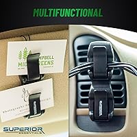 Vista 6 de Superior Essentials Sunglass Holder for Car Visor - Eyeglass Car Mount with Double-Ends Sunglasses Holder Organizer, Universal Car Sunglass Holder