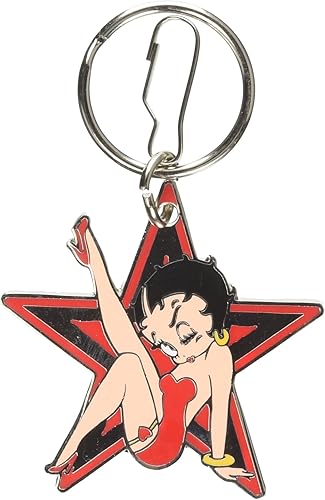 Plasticolor -004143R01 Llavero esmaltado Betty Boop estrella, rojo y negro