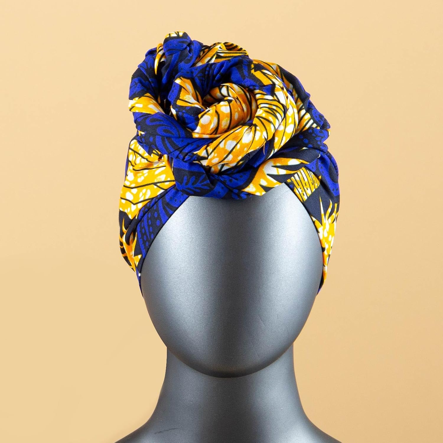 Women African Ankara Print Cotton Head Wrap Turban Head Scarf image 5