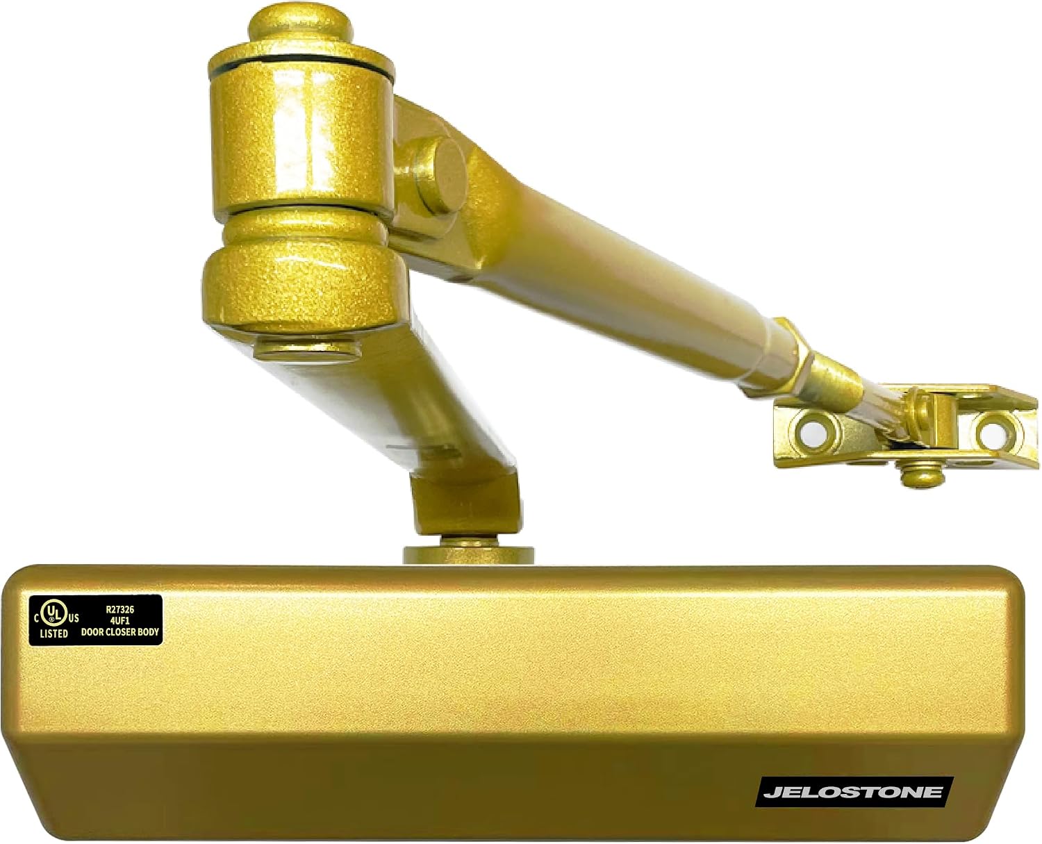 Medium/Heavy Duty, Commercial Door Closer D4000, ANSI Grade 1, UL 3 Hour Fire Rated, ADA Compliant, Adjustable Spring Size 1-6 for Doors (44-330lb, 30-60 in), Indoor/Outdoor (Gold)
