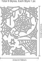 Vista 7 de GLOBLELAND Troqueles de corte de telaraña de Halloween para bricolaje Scrapbooking Metal Halloween Murallas de murciélago troquelado plantillas