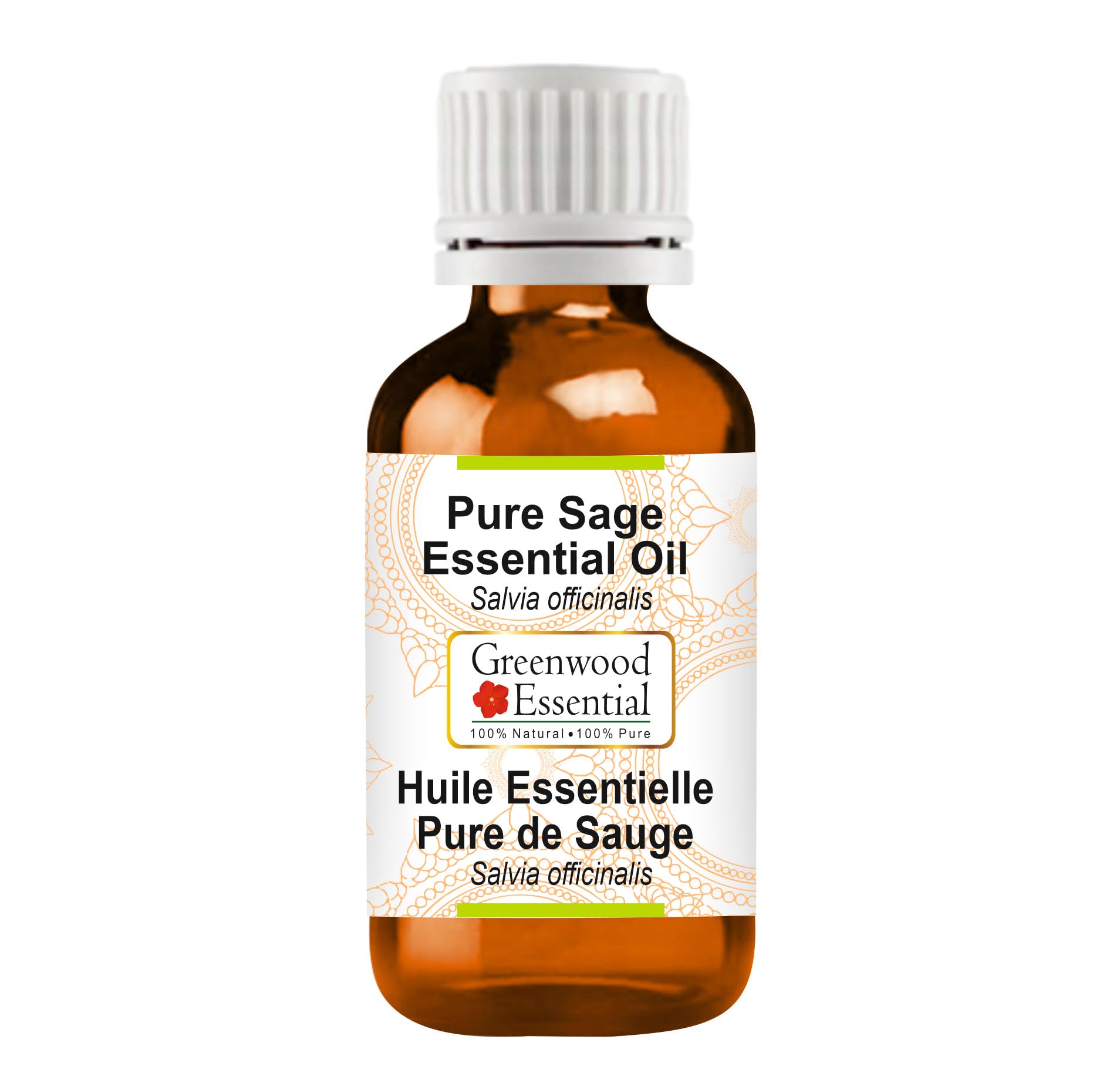 Greenwood Essential Pure Sage Essential Oil (Salvia officinalis) Steam Distilled 10ml (0.33 oz)